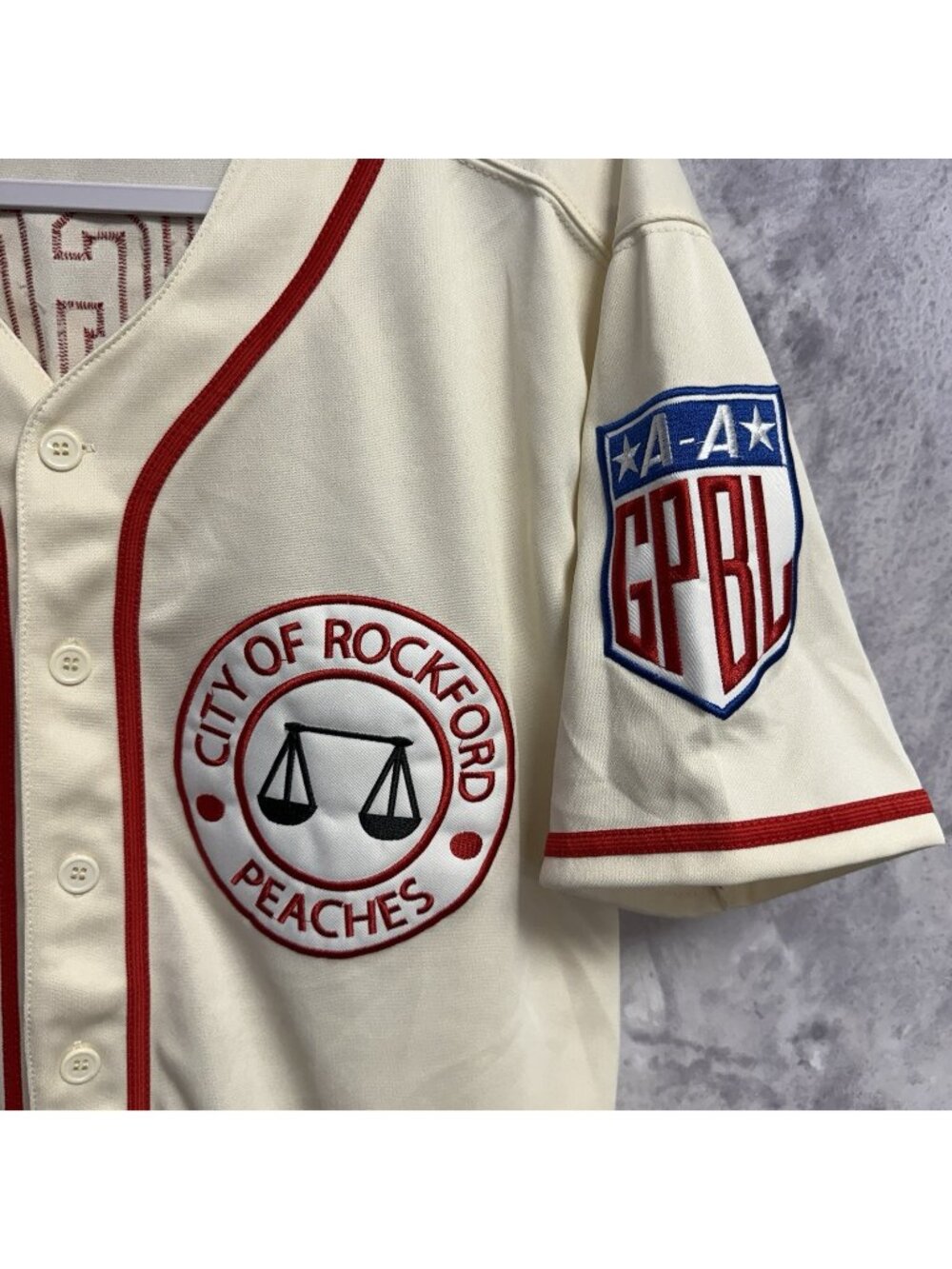 Vintage City of Rockford Peaches Jimmy Dugan Jersey Mens Medium Baseball